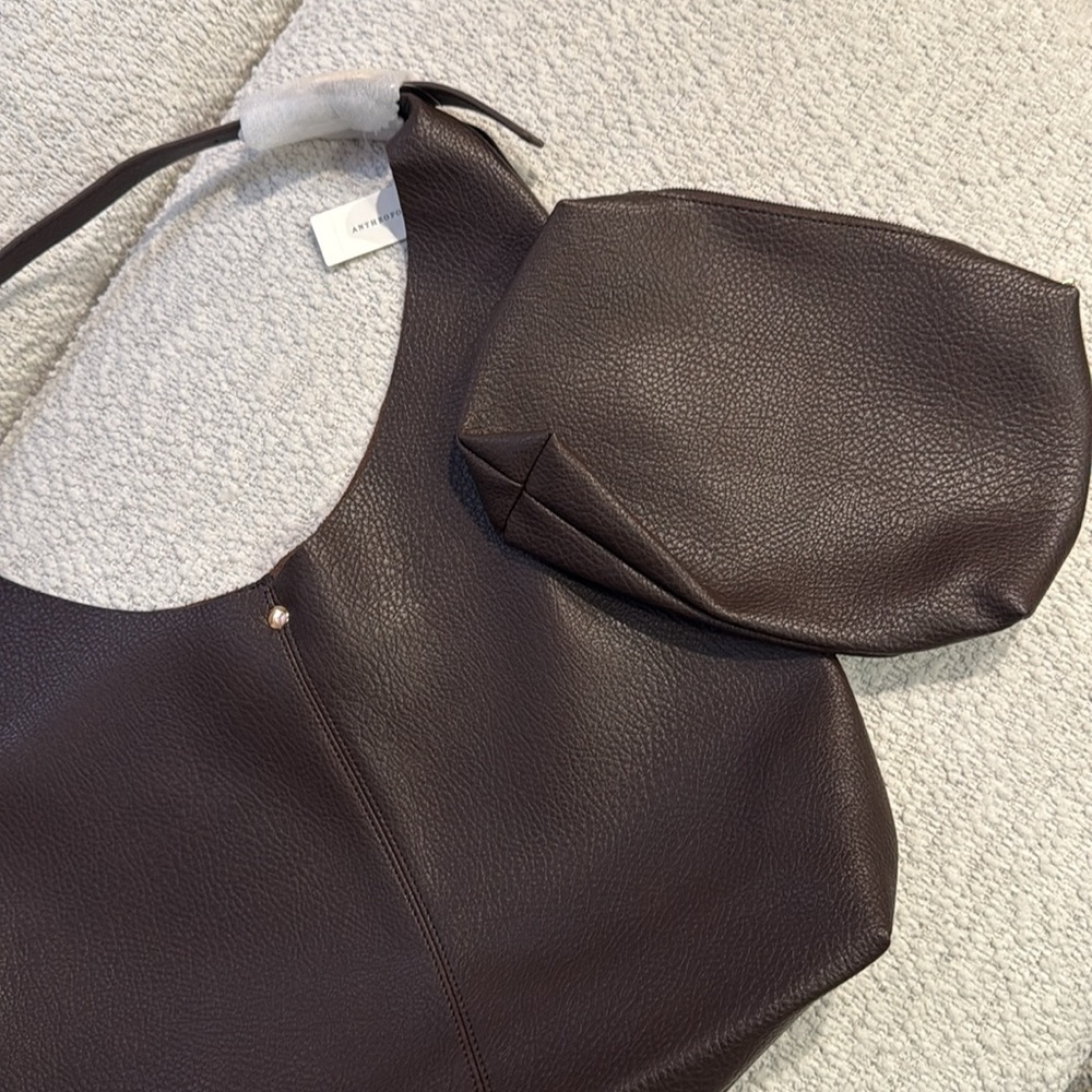 NWT Anthropologie The Love Knot Slouchy Bag The Buckle Edition Chocolate - Picture 14 of 15